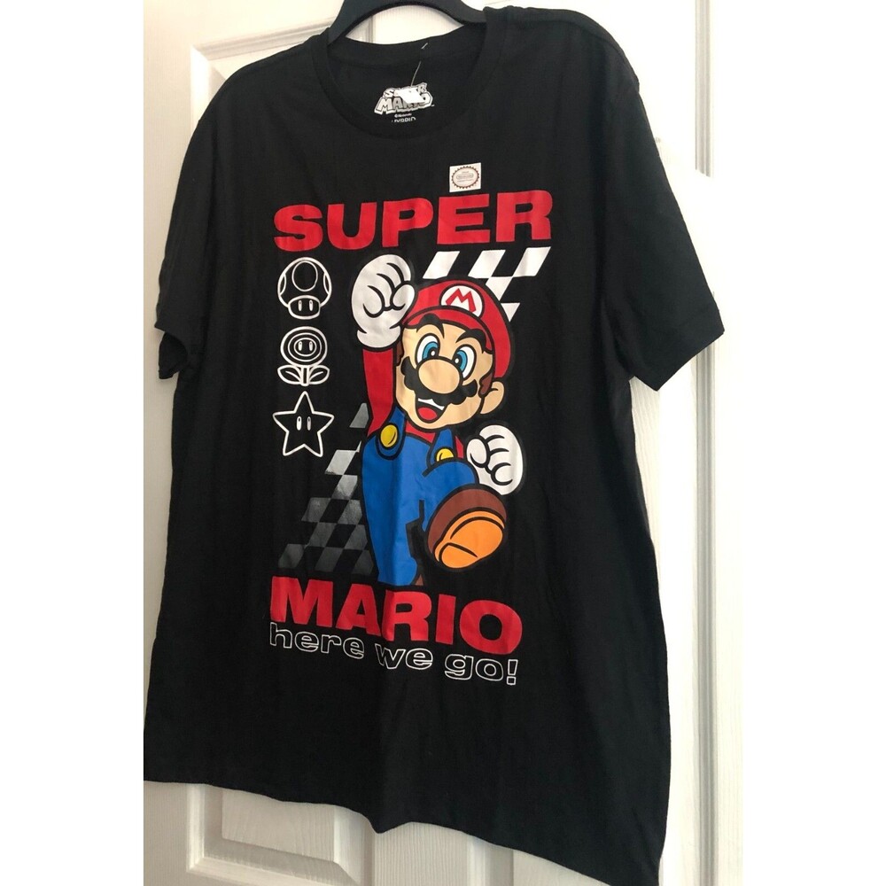 Men's Super Mario Bros. Black T-Shirt Size XL NWT B3